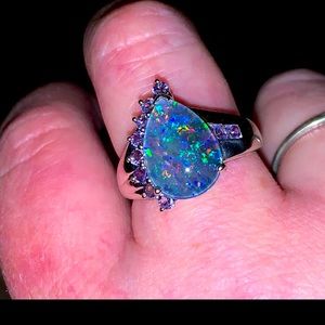 Australian opal with .53ct tanzanite ring
